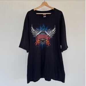 Vintage Y2K Harley Davidson 2007 Black Motorcycle T-Shirt Birds Of Prey Sz 3XL